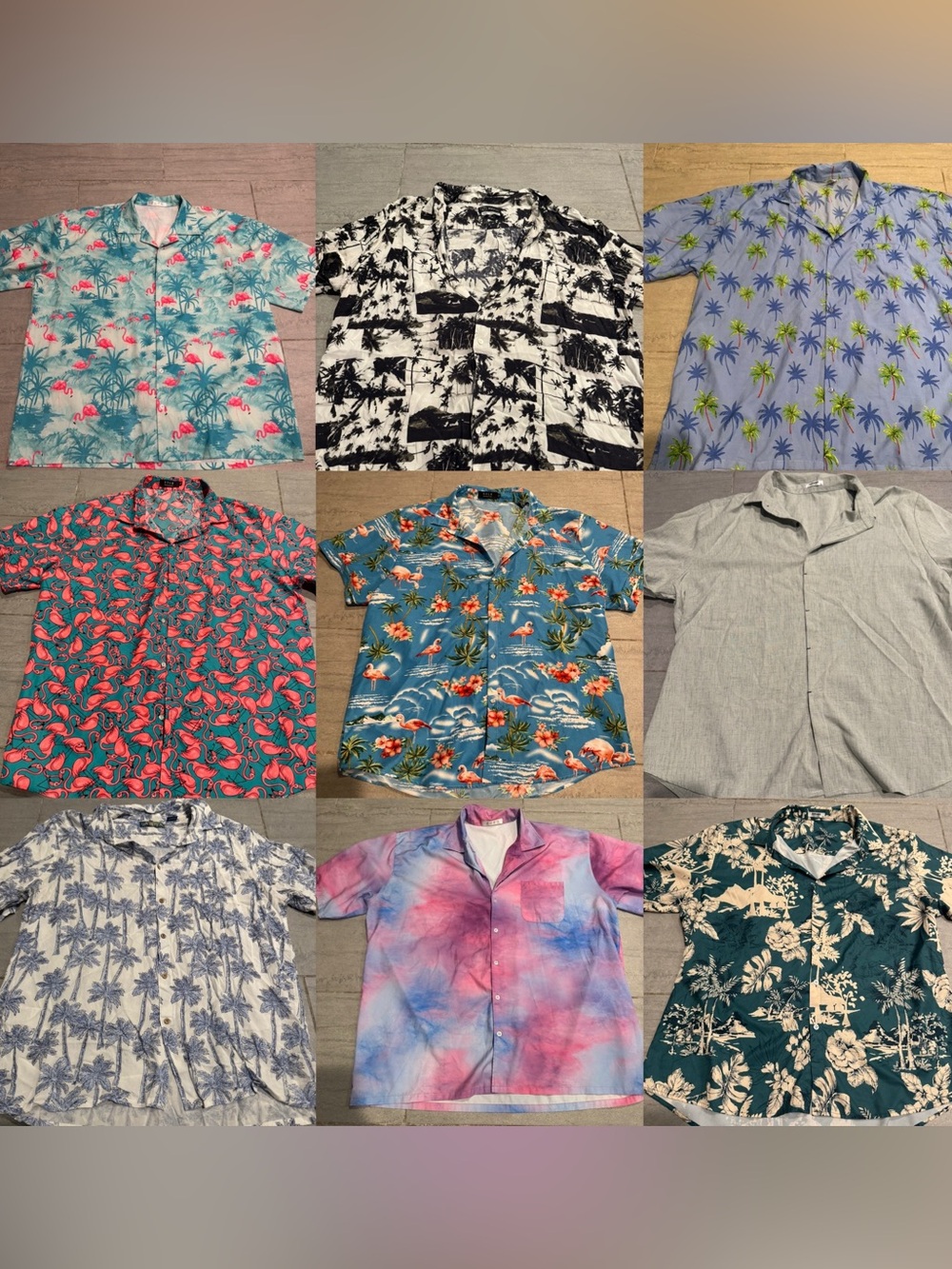 Men's Bundle of (9) Hawaiian Short Sleeve Button Down Beach Cruise Shirts 3XL